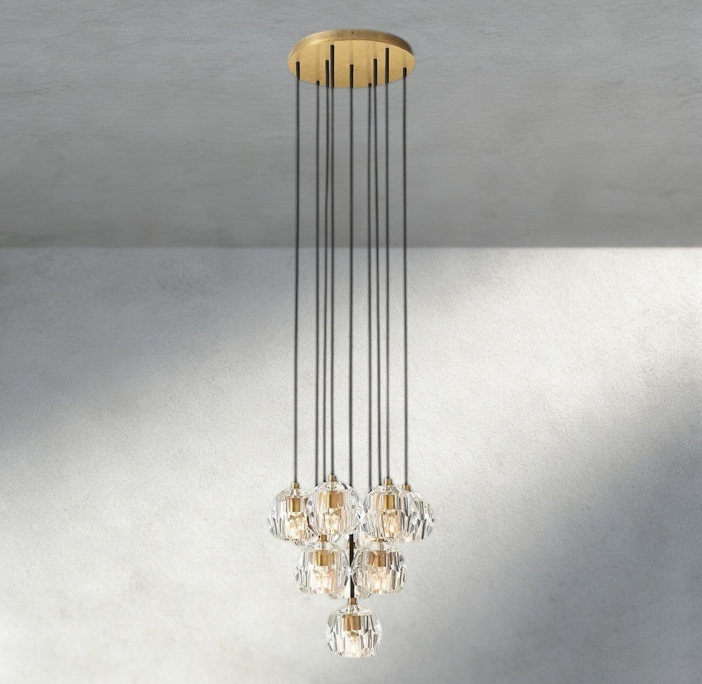 Beula De Cristal Clear/ Smoke Glass Round Cluster Chandelier 14", 19", 24", 30", 40" - fovolighting
