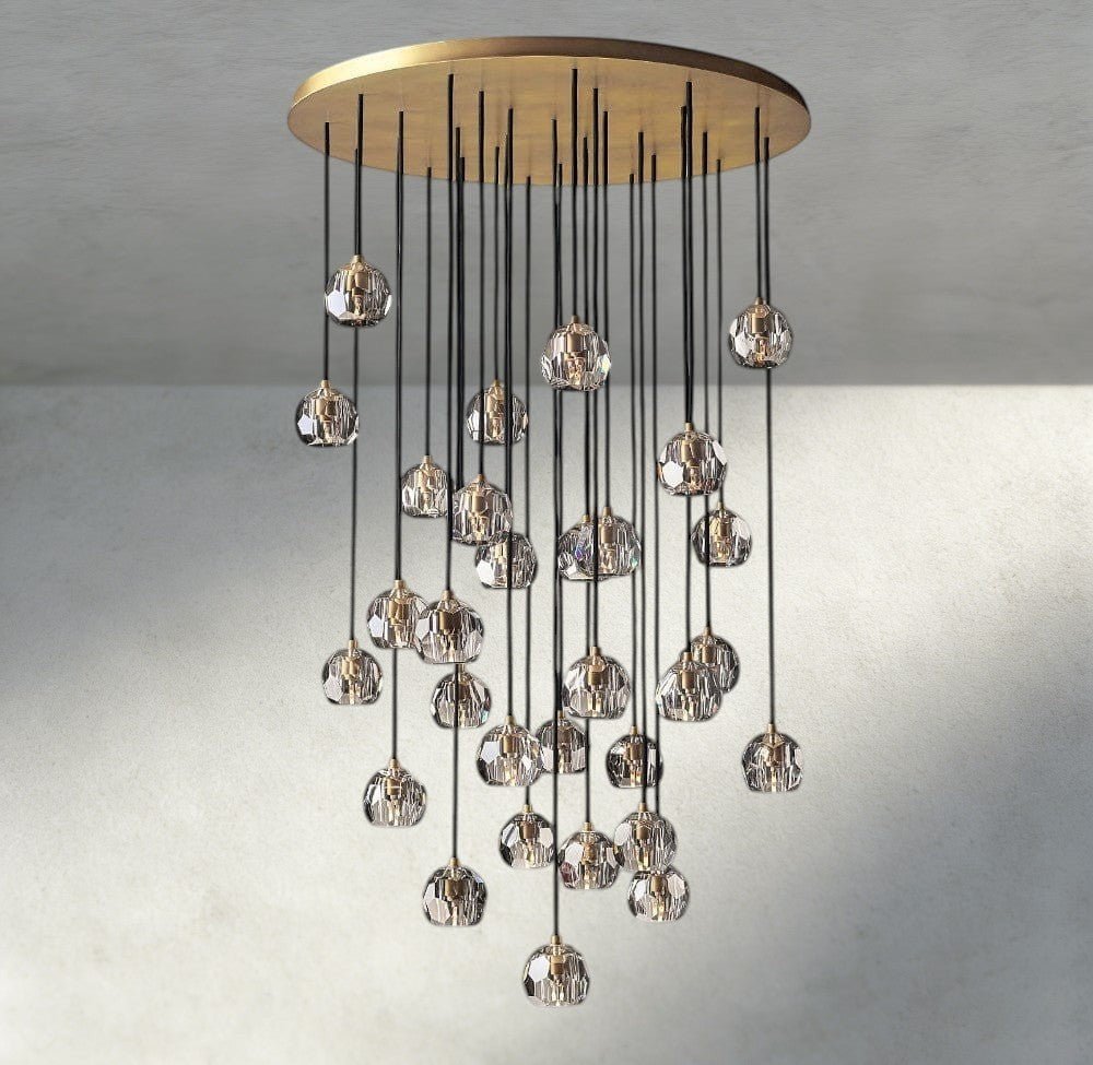 Beula De Cristal Clear/ Smoke Glass Round Cluster Chandelier 14", 19", 24", 30", 40" - fovolighting
