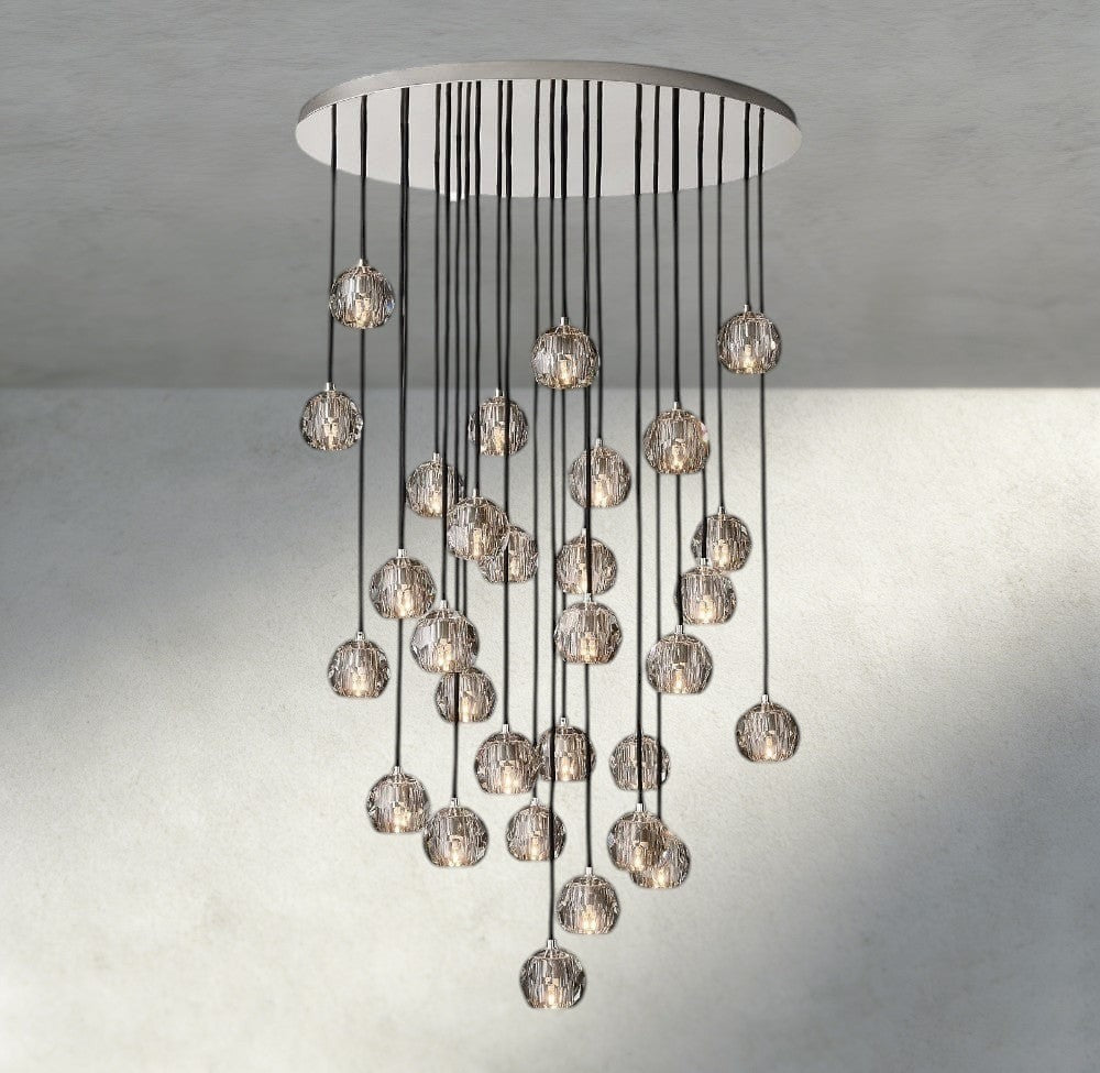 Beula De Cristal Clear/ Smoke Glass Round Cluster Chandelier 14", 19", 24", 30", 40" - fovolighting