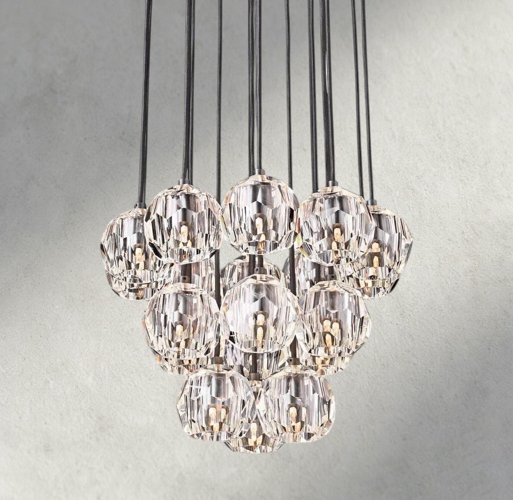 Beula De Cristal Clear/ Smoke Glass Round Cluster Chandelier 14", 19", 24", 30", 40" - fovolighting