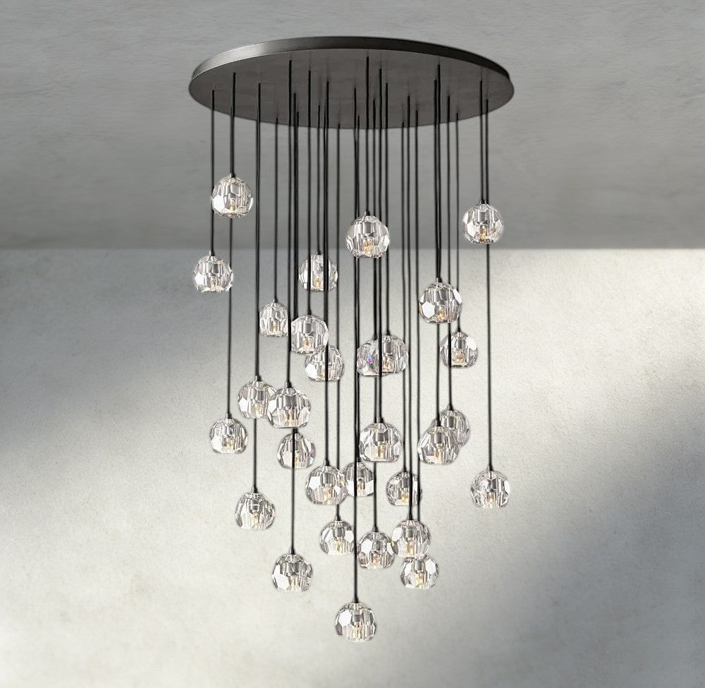 Beula De Cristal Clear/ Smoke Glass Round Cluster Chandelier 14", 19", 24", 30", 40" - fovolighting