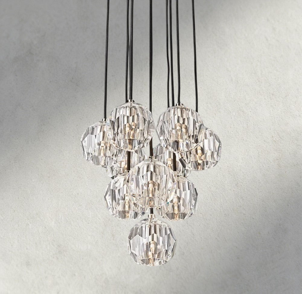 Beula De Cristal Clear/ Smoke Glass Round Cluster Chandelier 14", 19", 24", 30", 40" - fovolighting