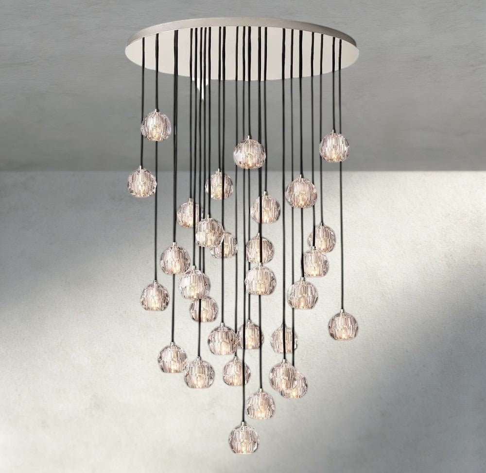 Beula De Cristal Clear/ Smoke Glass Round Cluster Chandelier 14", 19", 24", 30", 40" - fovolighting