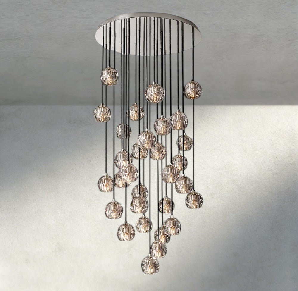 Beula De Cristal Clear/ Smoke Glass Round Cluster Chandelier 14", 19", 24", 30", 40" - fovolighting
