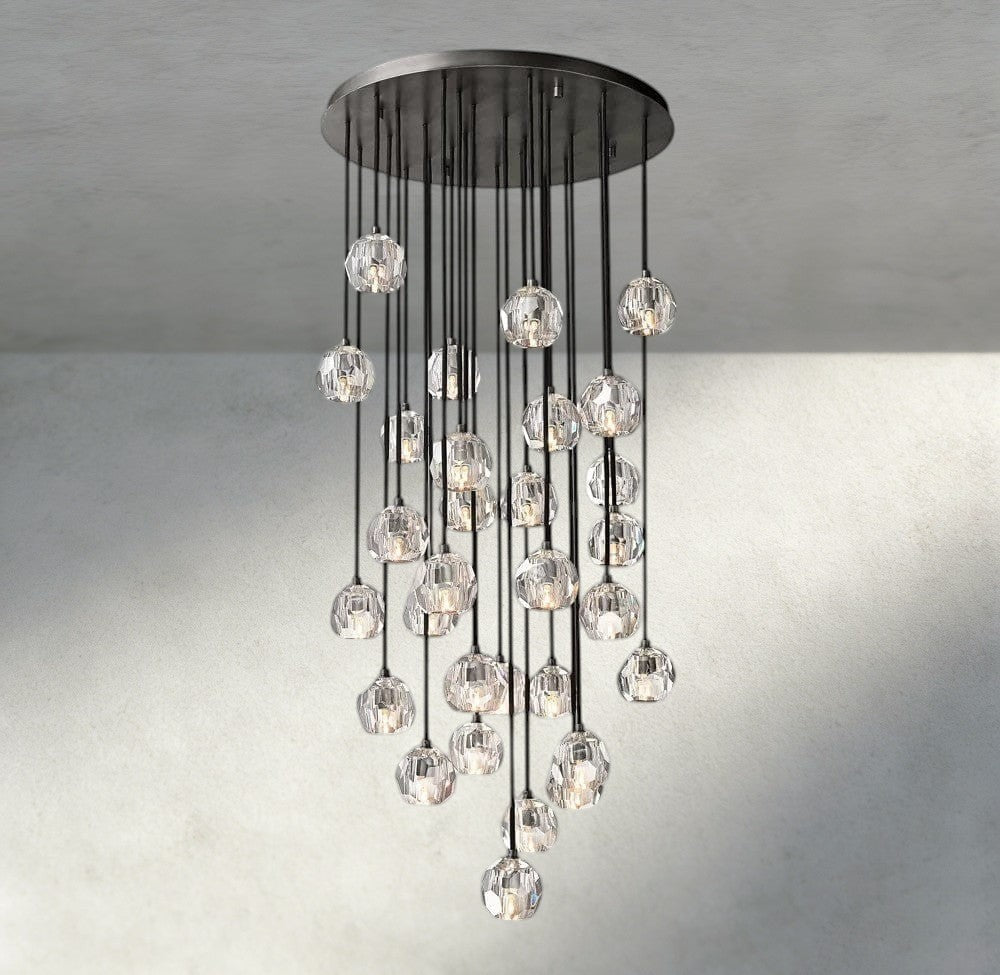 Beula De Cristal Clear/ Smoke Glass Round Cluster Chandelier 14", 19", 24", 30", 40" - fovolighting