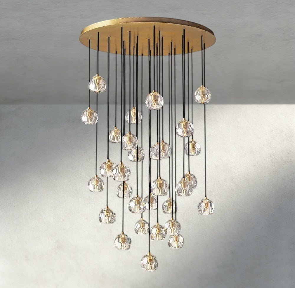 Beula De Cristal Clear/ Smoke Glass Round Cluster Chandelier 14", 19", 24", 30", 40" - fovolighting