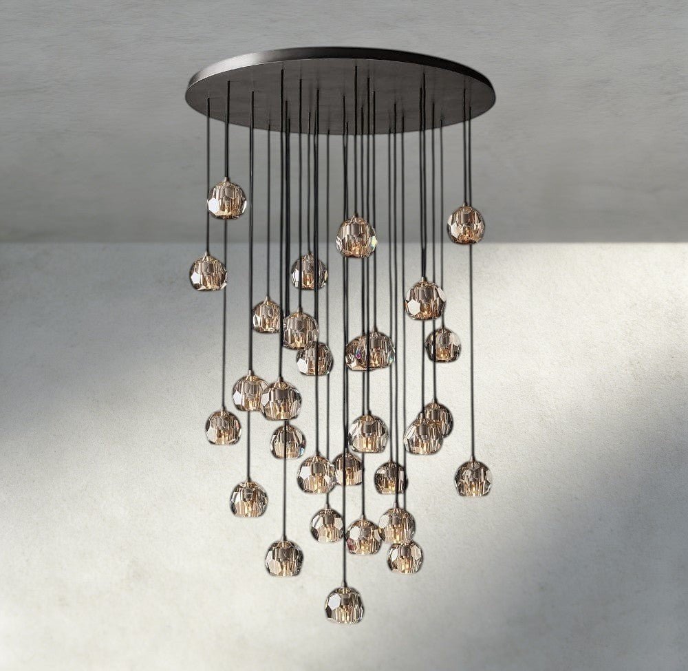 Beula De Cristal Clear/ Smoke Glass Round Cluster Chandelier 14", 19", 24", 30", 40" - fovolighting
