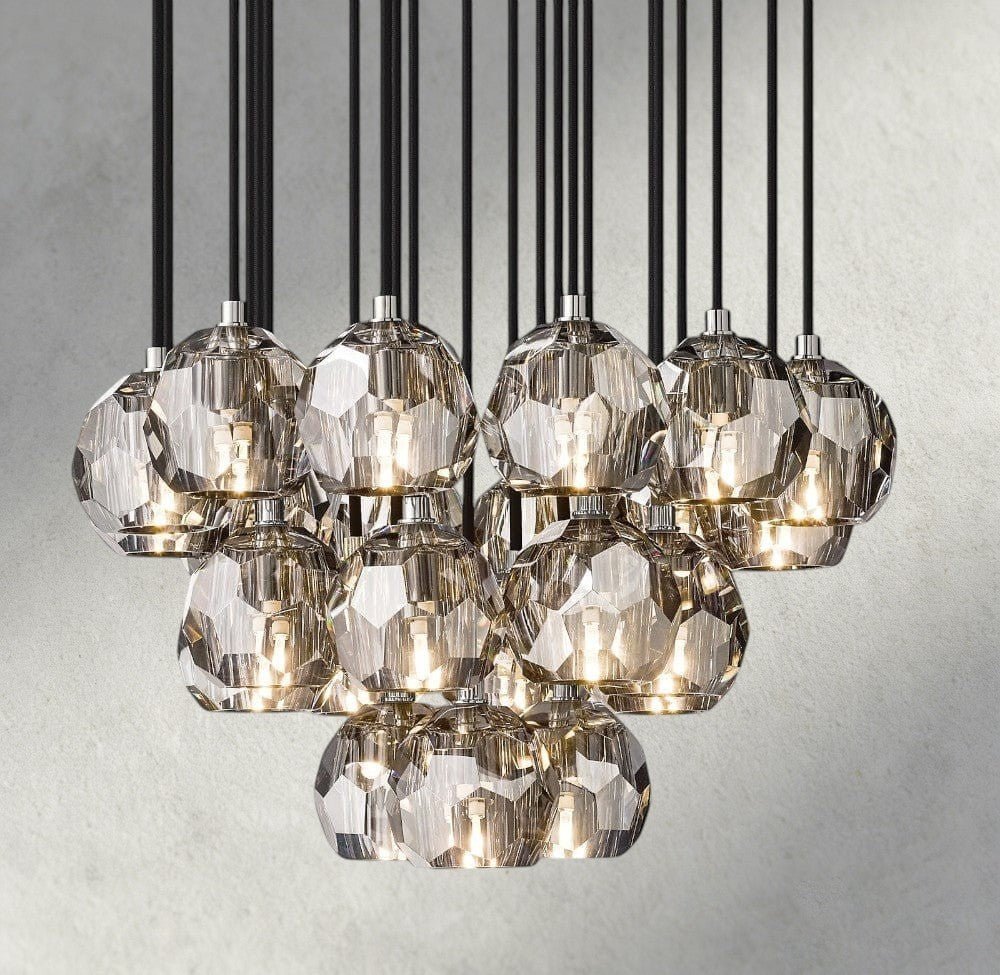 Beula De Cristal Clear/ Smoke Glass Round Cluster Chandelier 14", 19", 24", 30", 40" - fovolighting