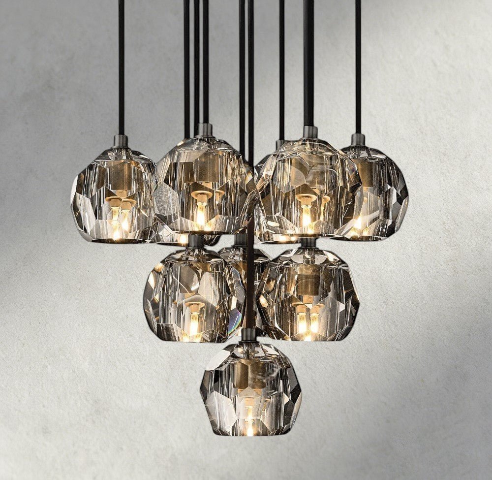 Beula De Cristal Clear/ Smoke Glass Round Cluster Chandelier 14", 19", 24", 30", 40" - fovolighting