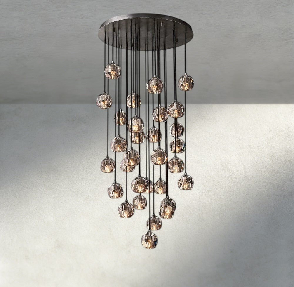 Beula De Cristal Clear/ Smoke Glass Round Cluster Chandelier 14", 19", 24", 30", 40" - fovolighting
