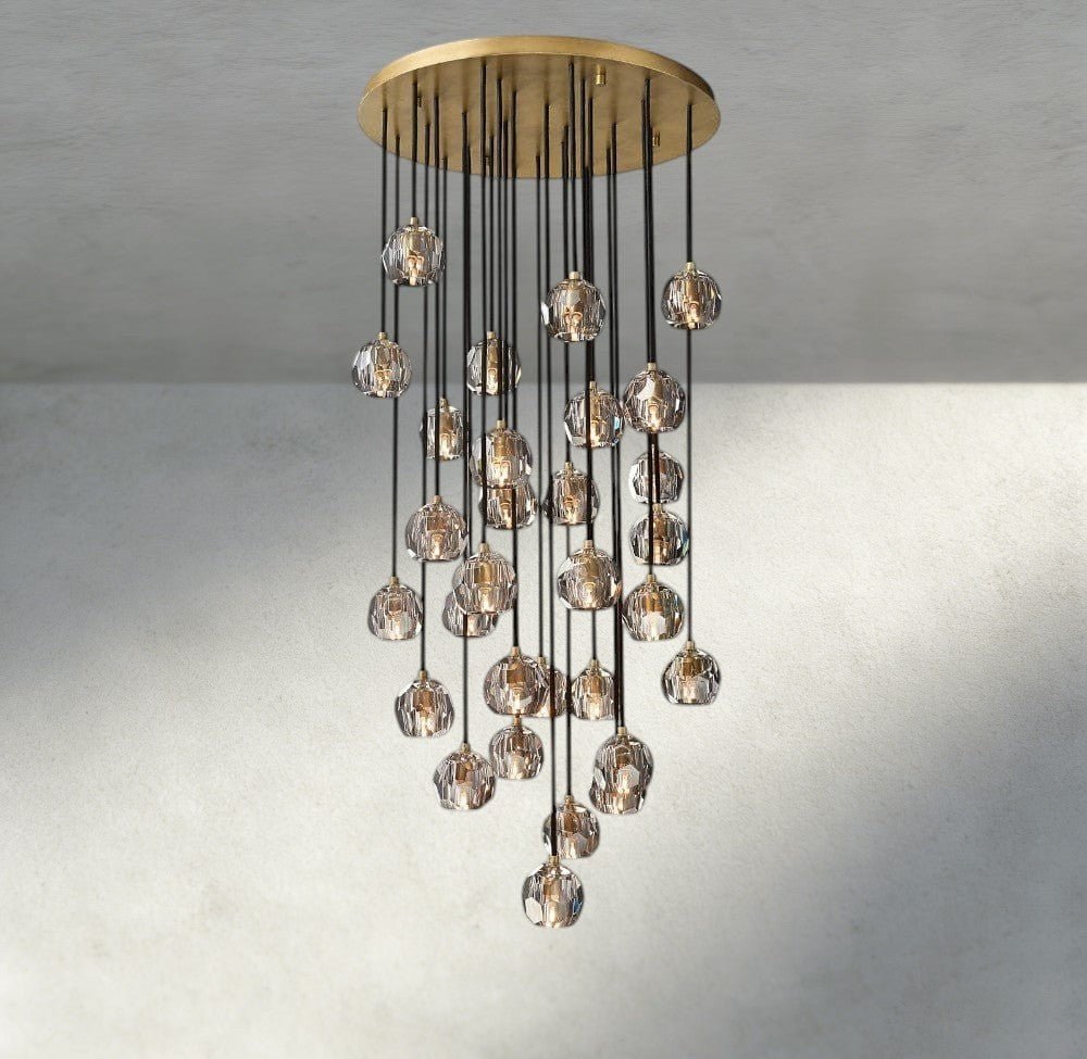 Beula De Cristal Clear/ Smoke Glass Round Cluster Chandelier 14", 19", 24", 30", 40" - fovolighting