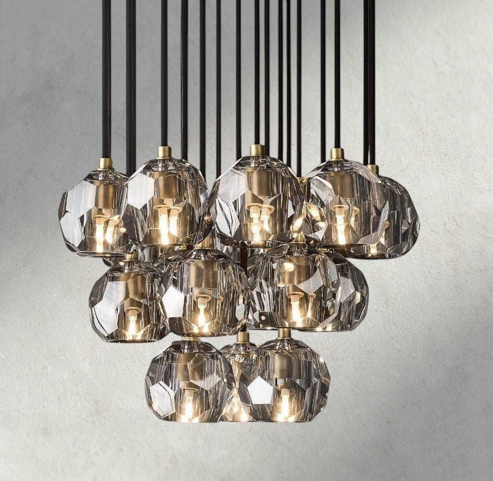 Beula De Cristal Clear/ Smoke Glass Round Cluster Chandelier 14", 19", 24", 30", 40" - fovolighting