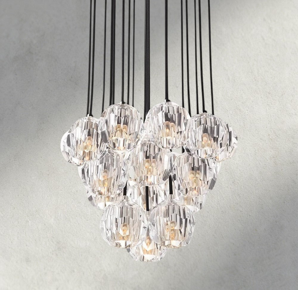 Beula De Cristal Clear/ Smoke Glass Round Cluster Chandelier 14", 19", 24", 30", 40" - fovolighting