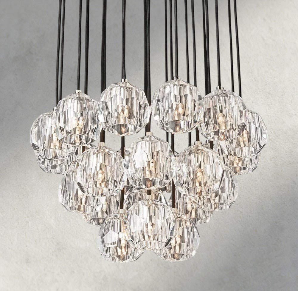 Beula De Cristal Clear/ Smoke Glass Round Cluster Chandelier 14", 19", 24", 30", 40" - fovolighting