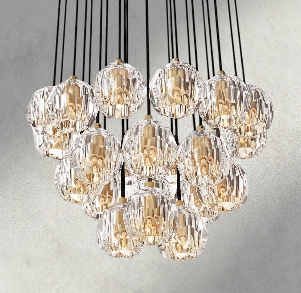 Beula De Cristal Clear/ Smoke Glass Round Cluster Chandelier 14", 19", 24", 30", 40" - fovolighting