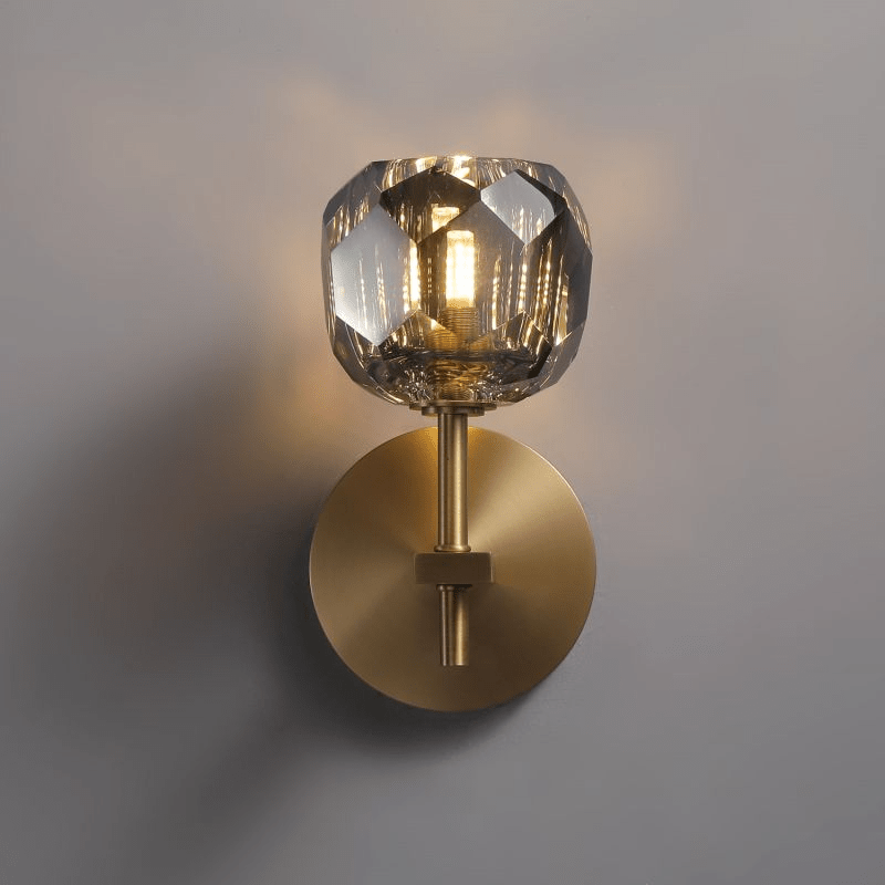 Beula De Crystal Ball Clear/Smoke Wall Sconce H9"/28" - fovolighting