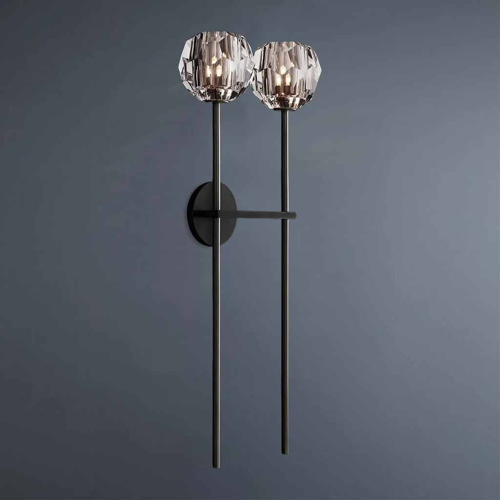 Beula De Crystal Ball Clear/Smoke Wall Sconce H9"/28" - fovolighting
