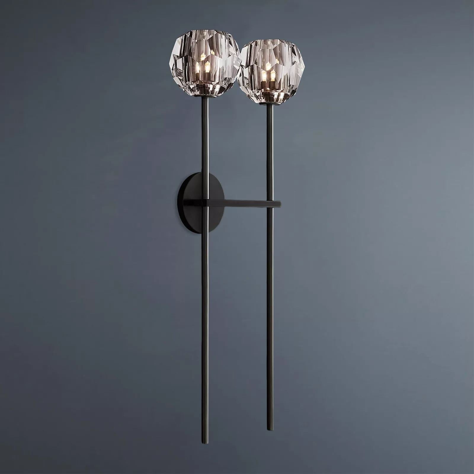 Beula De Crystal Ball Clear/Smoke Wall Sconce H9"/28" - fovolighting
