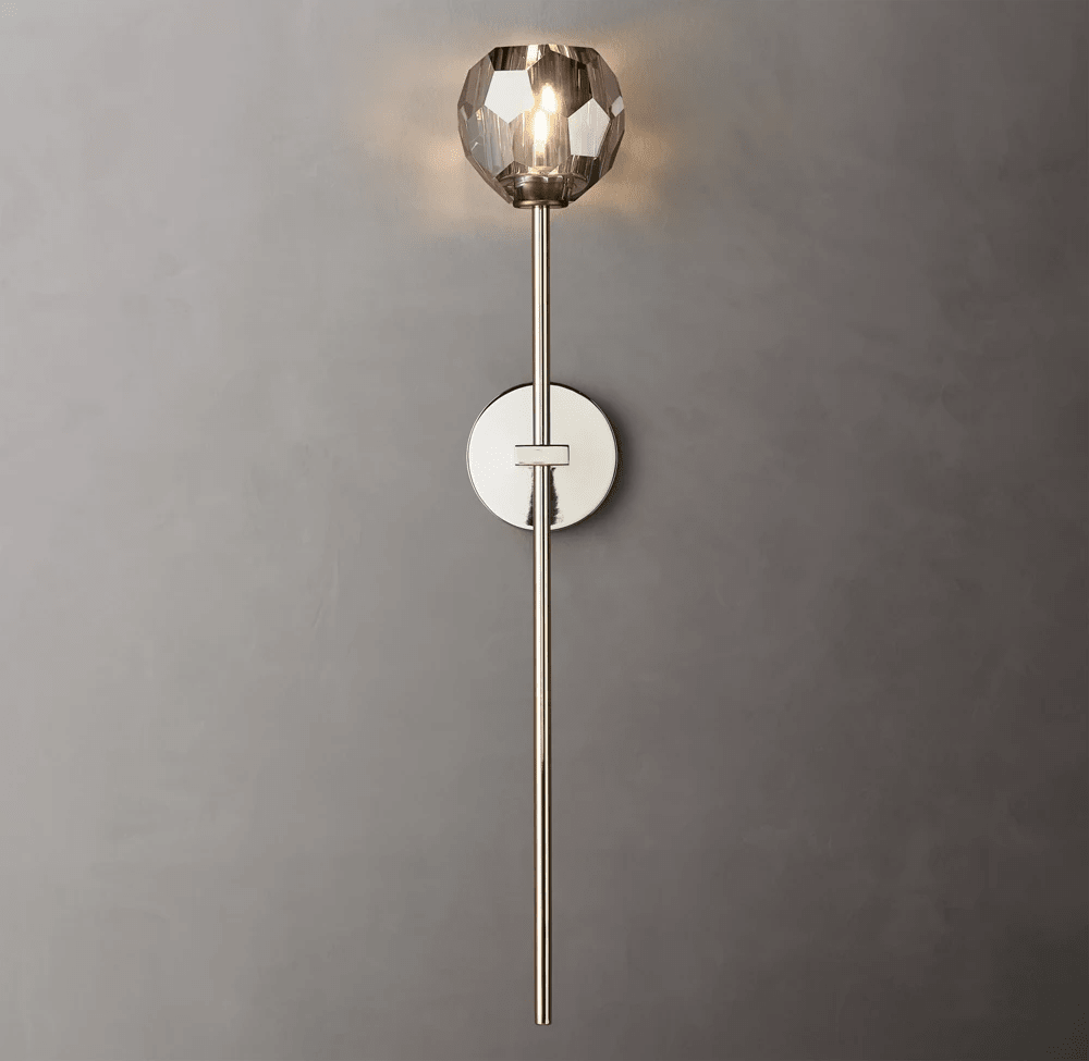 Beula De Crystal Ball Clear/Smoke Wall Sconce H9"/28" - fovolighting
