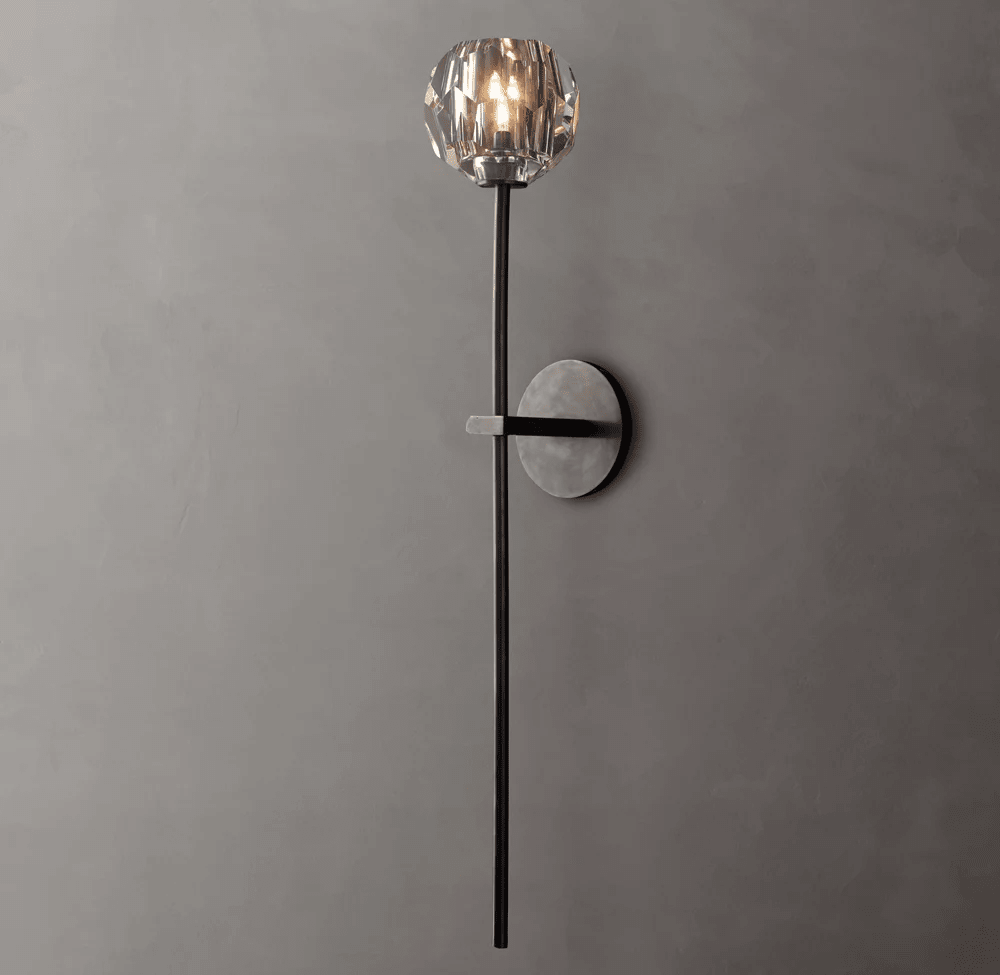 Beula De Crystal Ball Clear/Smoke Wall Sconce H9"/28" - fovolighting
