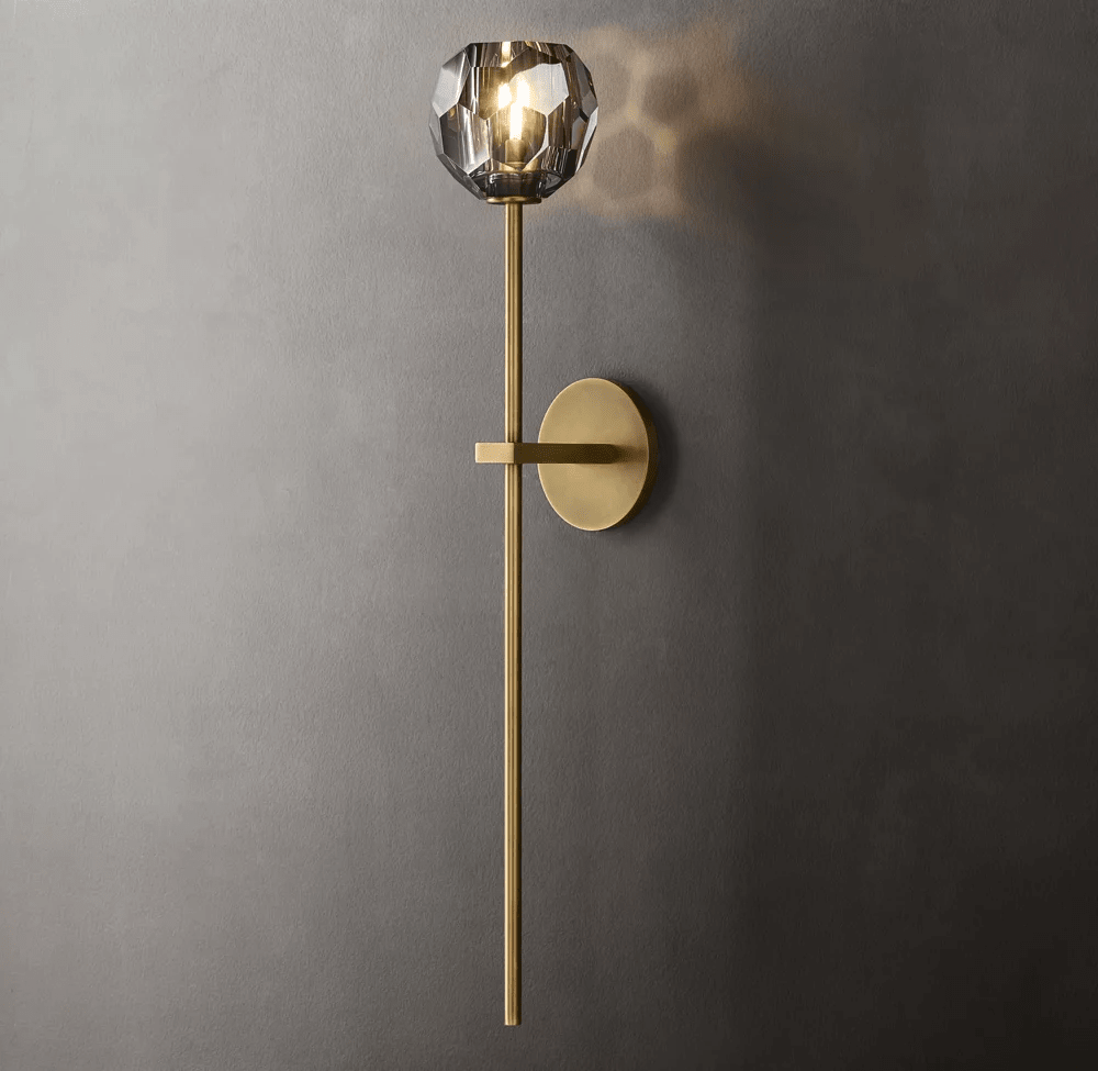 Beula De Crystal Ball Clear/Smoke Wall Sconce H9"/28" - fovolighting