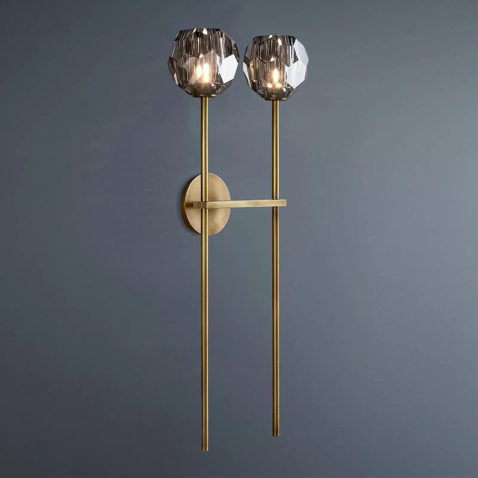 Beula De Crystal Ball Clear/Smoke Wall Sconce H9"/28" - fovolighting