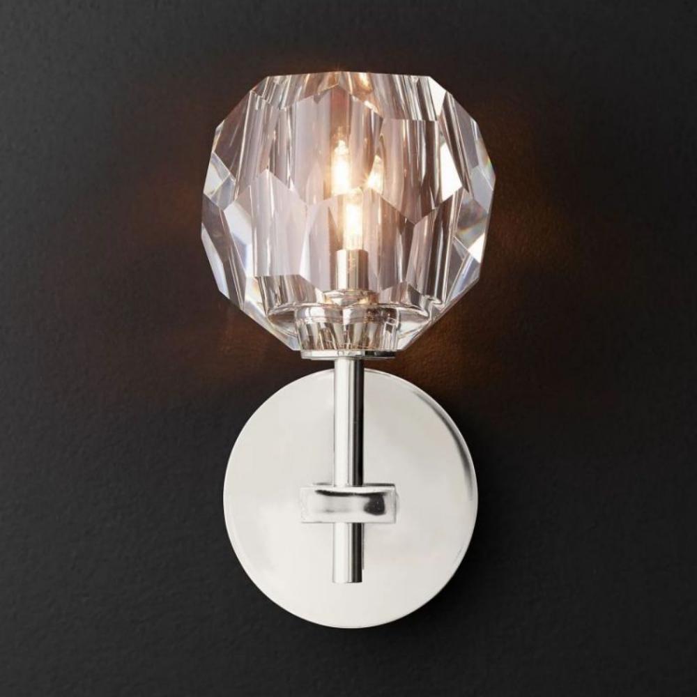 Beula De Crystal Ball Clear/Smoke Wall Sconce H9"/28" - fovolighting
