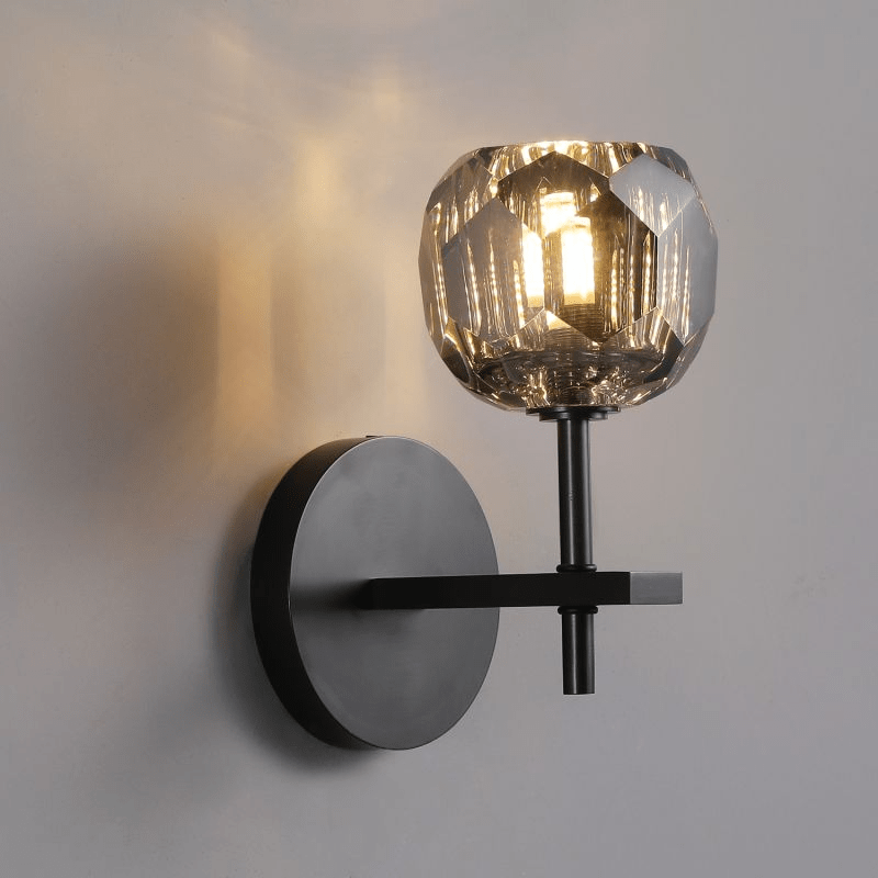Beula De Crystal Ball Clear/Smoke Wall Sconce H9"/28" - fovolighting