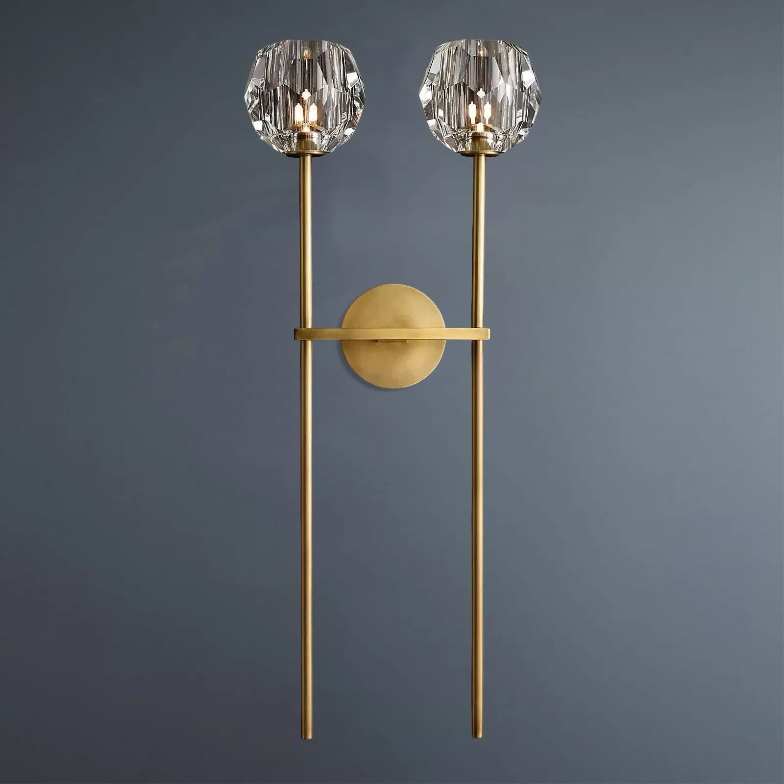 Beula De Crystal Ball Clear/Smoke Wall Sconce H9"/28" - fovolighting