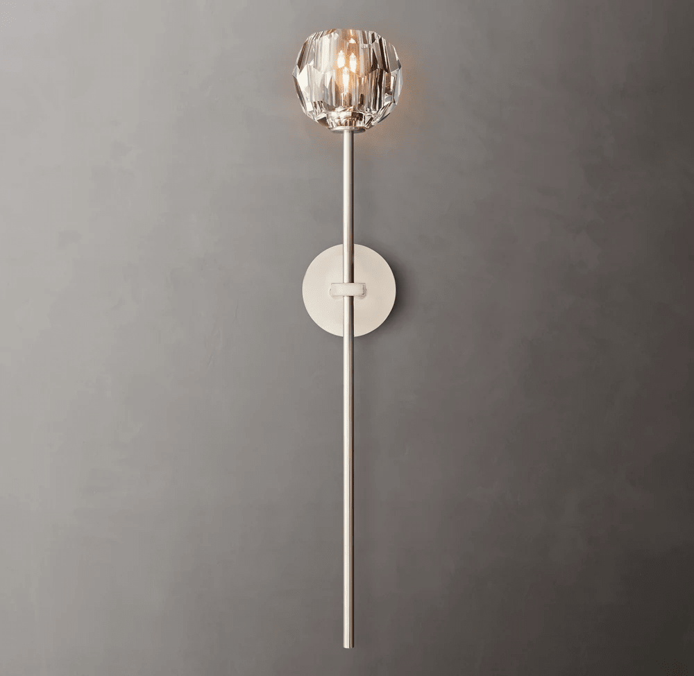 Beula De Crystal Ball Clear/Smoke Wall Sconce H9"/28" - fovolighting
