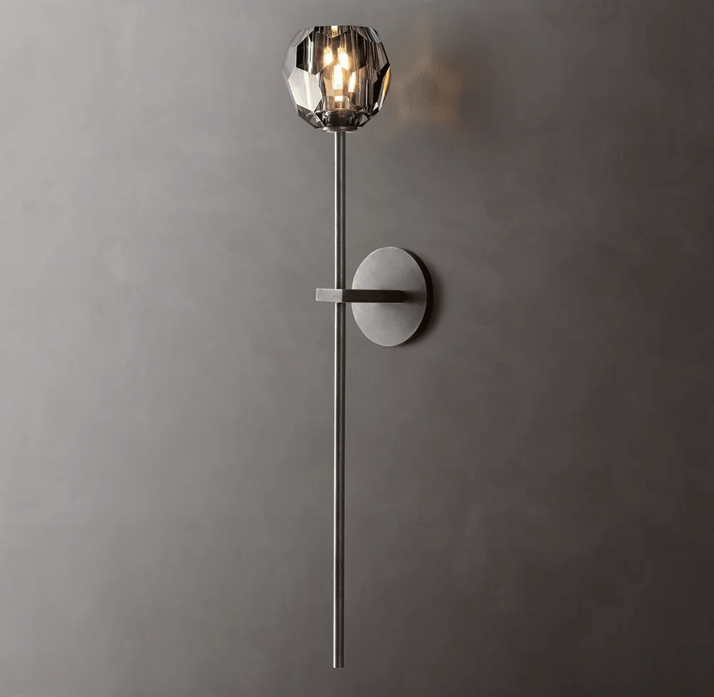 Beula De Crystal Ball Clear/Smoke Wall Sconce H9"/28" - fovolighting