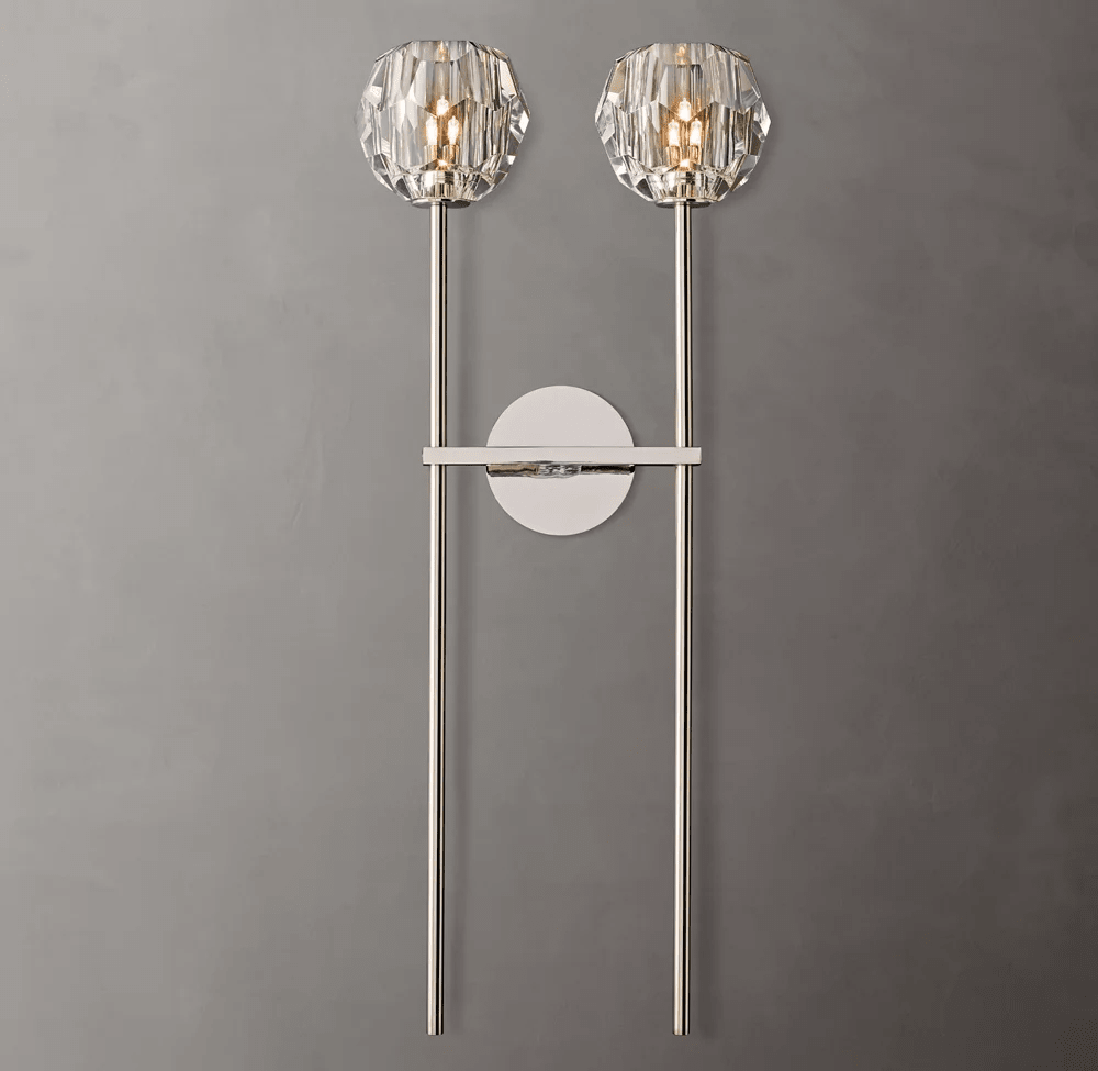 Beula De Crystal Ball Clear/Smoke Wall Sconce H9"/28" - fovolighting