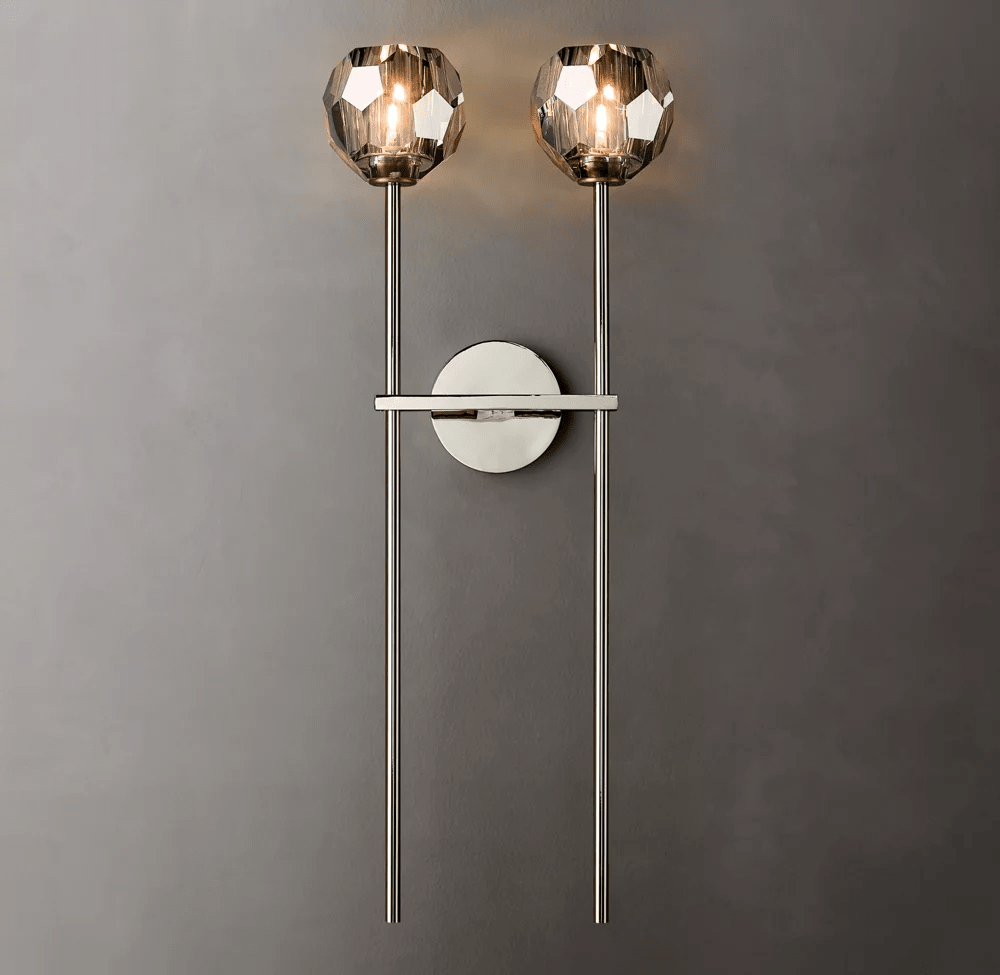 Beula De Crystal Ball Clear/Smoke Wall Sconce H9"/28" - fovolighting