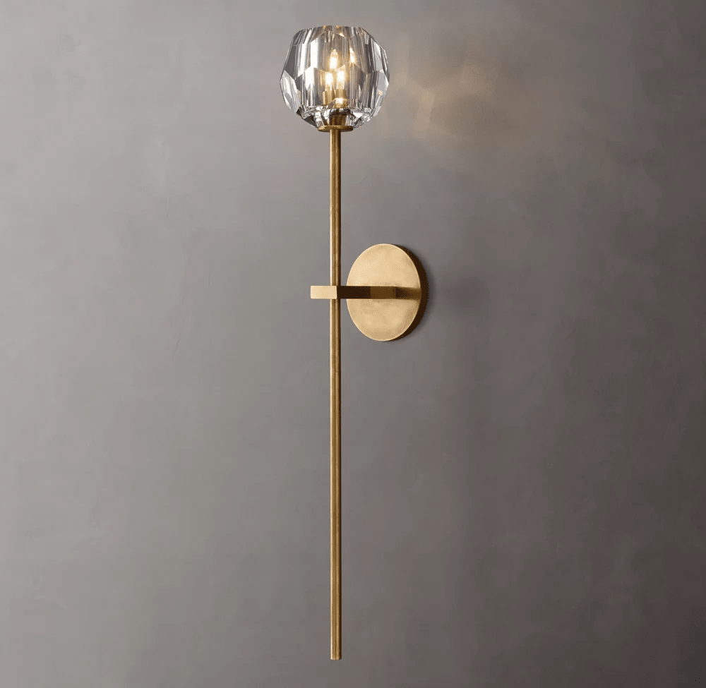 Beula De Crystal Ball Clear/Smoke Wall Sconce H9"/28" - fovolighting