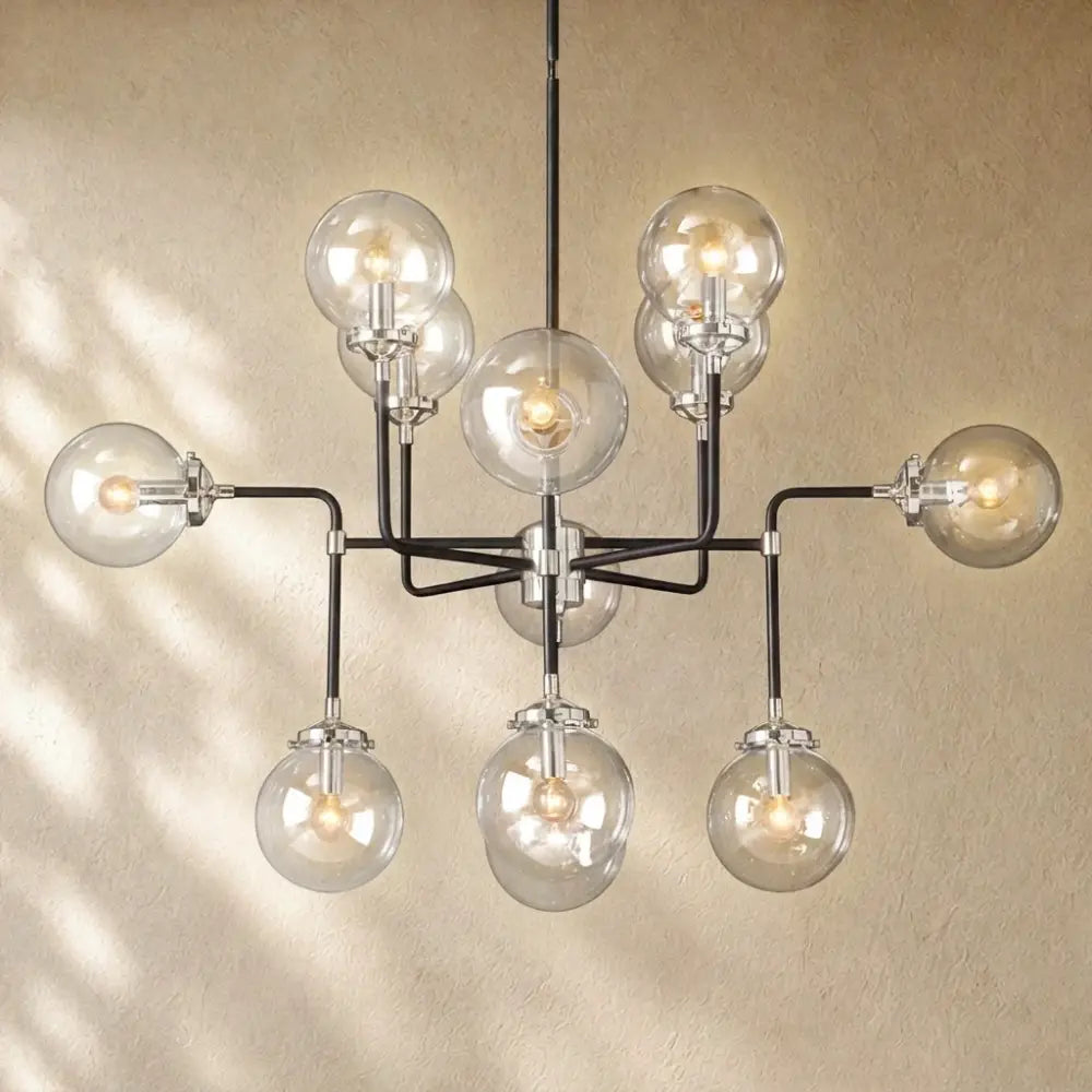 Bistron Globe Clear Glass - 42’’ / Black/ Polished Nickel