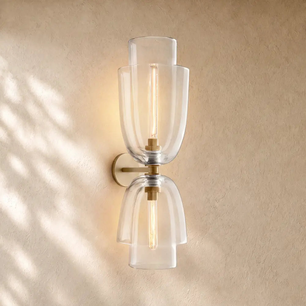 Blum Double Glass Sconce - BRASS / CLEAR