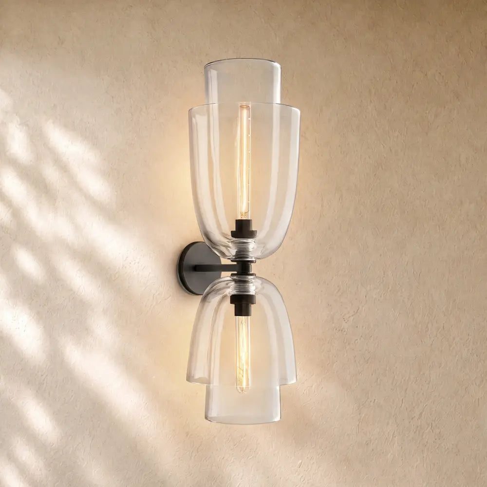 Blum Double Glass Sconce - BRONZE / CLEAR