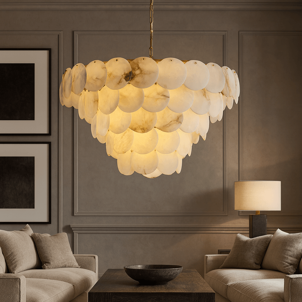 Bordwell Marble Chandelier 35" - fovolighting