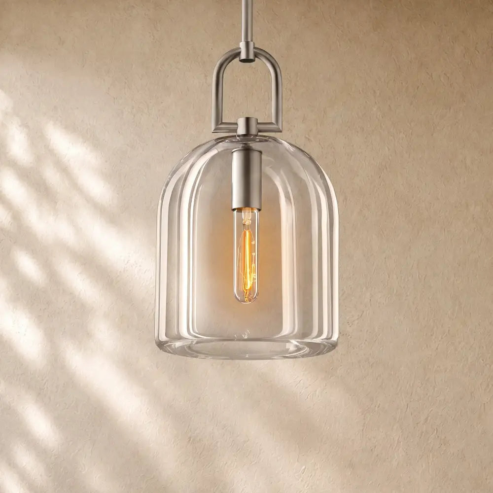 Botanical Cloche Pendant 5’’ 8’’ 10’’ - 5’’ D / Satin Nickel