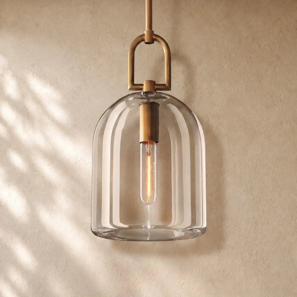 Botanical Cloche Pendant 5’’ 8’’ 10’’ - 8’’ D / Vintage Brass
