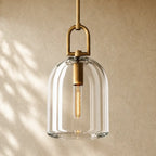 Botanical Cloche Pendant 5’’ 8’’ 10’’ - 10’’ D / Vintage Brass
