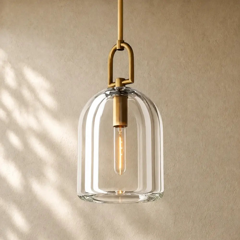 Botanical Cloche Pendant 5’’ 8’’ 10’’ - 5’’ D / Vintage Brass