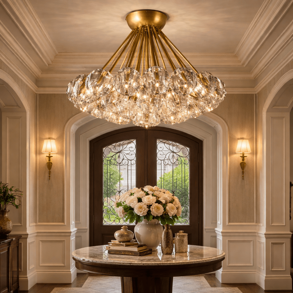Boule do Cristal Clear Glass Flushmount - fovolighting