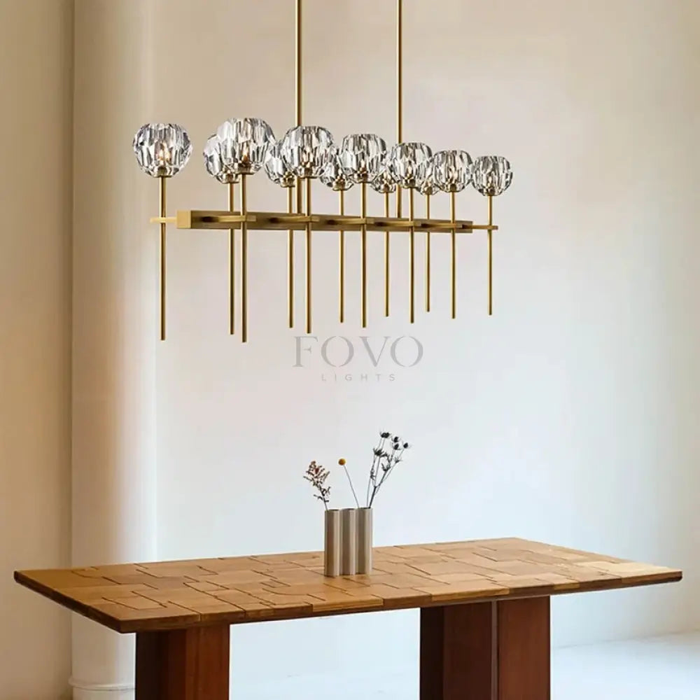 Boulee de Cristal Double Linear Chandelier 60’’