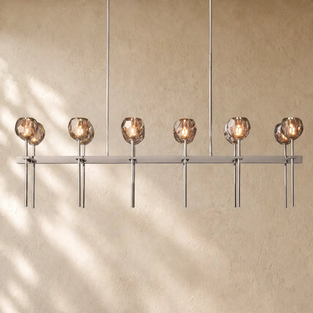 Boulee de Cristal Double Linear Chandelier 60’’ - Clear / Nickle