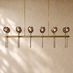 Boulee de Cristal Double Linear Chandelier 60’’ - Smoke / Brass