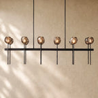 Boulee de Cristal Double Linear Chandelier 60’’ - Smoke / Bronze