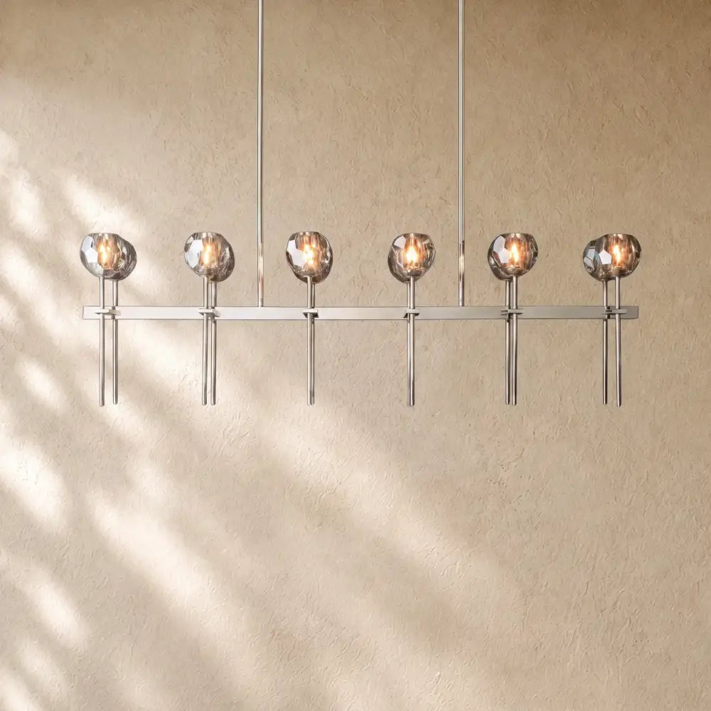 Boulee de Cristal Double Linear Chandelier 60’’ - Smoke / Nickle