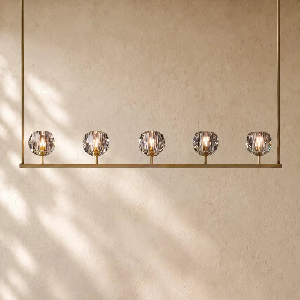 Boulee de Cristal Glass Linear Chandelier 48’’ 60’’ - 48’’ / Lacquered Brass / Clear