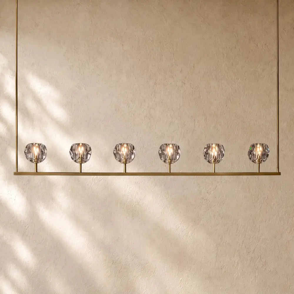 Boulee de Cristal Glass Linear Chandelier 48’’ 60’’ - 60’’ / Lacquered Brass / Clear